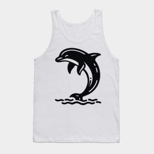 Stick Figure of a Dolphin in Black Ink Tank Top